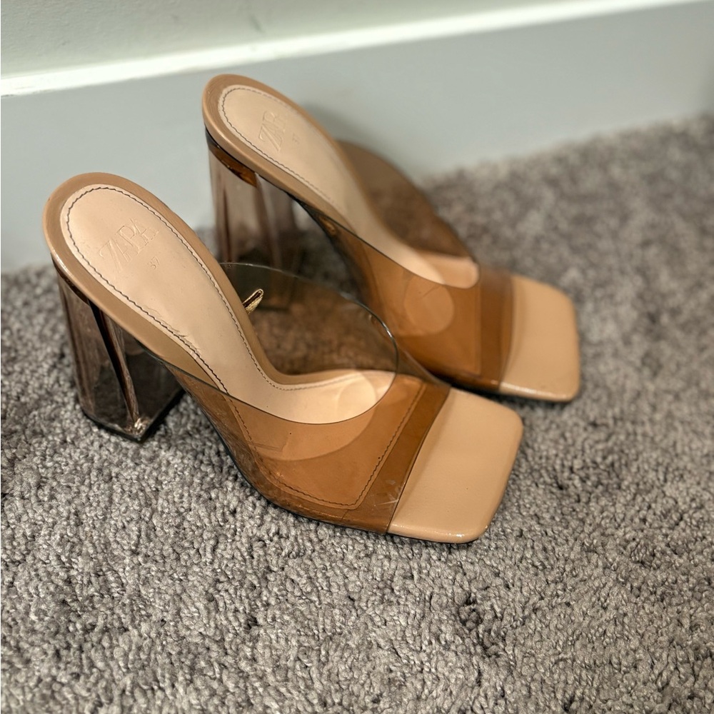 Clear Brown Heels